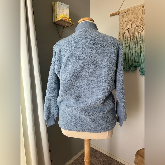 NWT! Aerie Dream Sherpa Quarter Zip Sweatshirt color blue size M - Picture 6 of 7